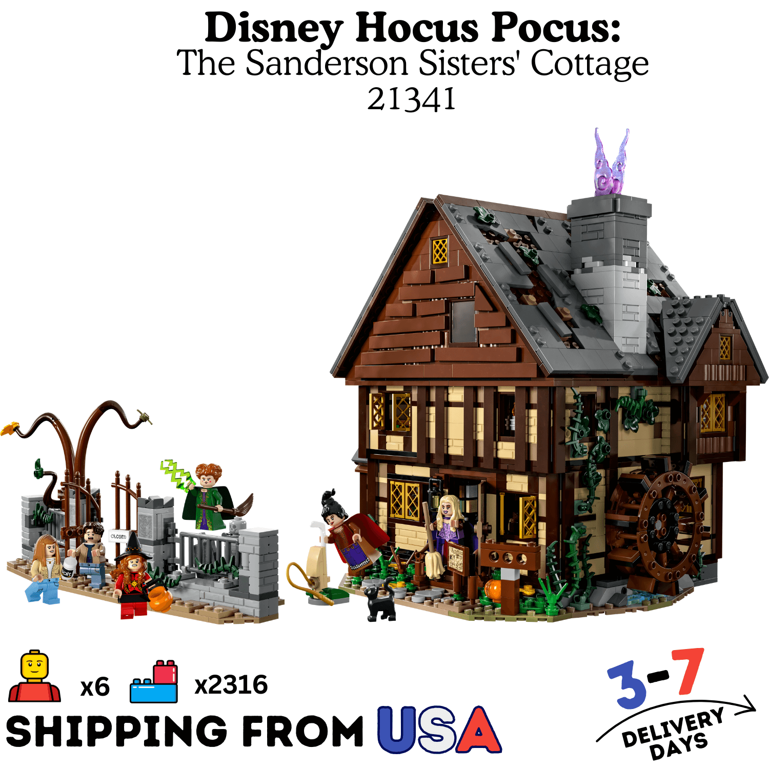 2316pcs 10900 Hocus Pocus The Sanderson Sisters' Cottage US