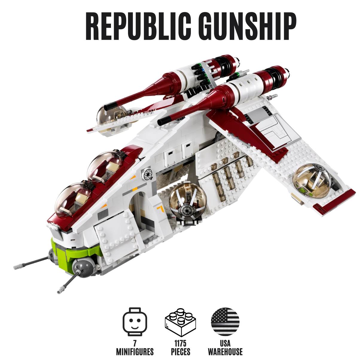 1224pcs Republic Gunship Set Compatible Building Toy Set US
